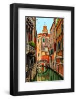 Romantic Green Venice Canal-null-Framed Art Print