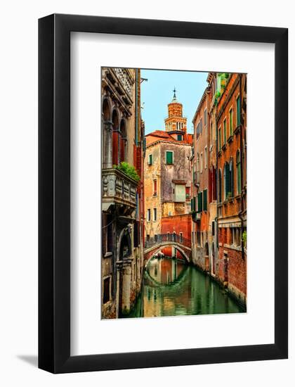 Romantic Green Venice Canal-null-Framed Art Print