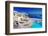 Romantic Holidays - Santorini Resorts-Maugli-l-Framed Photographic Print