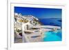 Romantic Holidays - Santorini Resorts-Maugli-l-Framed Photographic Print