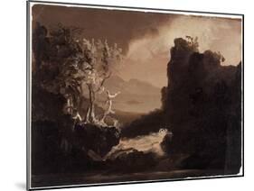 Romantic Landscape (Last of the Mohicans), 1827 (Oil on Paper)-Thomas Cole-Mounted Giclee Print