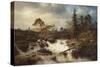 Romantic Landscape with Waterfall-Marcus Larson-Stretched Canvas