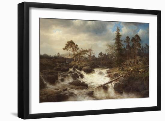 Romantic Landscape with Waterfall-Marcus Larson-Framed Giclee Print