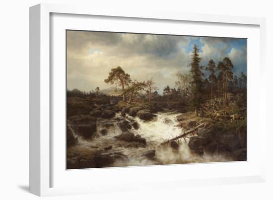 Romantic Landscape with Waterfall-Marcus Larson-Framed Giclee Print
