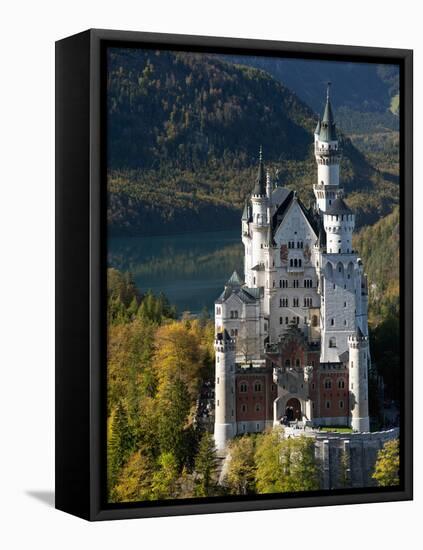 Romantic Neuschwanstein Castle and German Alps During Autumn, Southern Part of Romantic Road, Bavar-Richard Nebesky-Framed Stretched Canvas