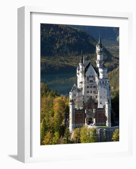 Romantic Neuschwanstein Castle and German Alps During Autumn, Southern Part of Romantic Road, Bavar-Richard Nebesky-Framed Photographic Print