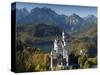 Romantic Neuschwanstein Castle and German Alps in Autumn, Southern Part of Romantic Road, Bavaria,-Richard Nebesky-Stretched Canvas