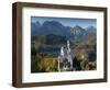 Romantic Neuschwanstein Castle and German Alps in Autumn, Southern Part of Romantic Road, Bavaria,-Richard Nebesky-Framed Photographic Print