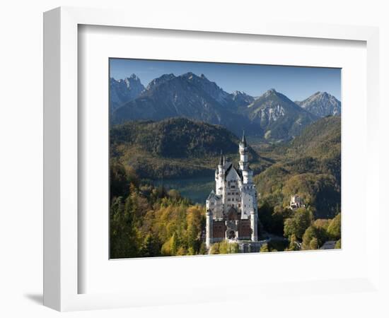 Romantic Neuschwanstein Castle and German Alps in Autumn, Southern Part of Romantic Road, Bavaria,-Richard Nebesky-Framed Photographic Print