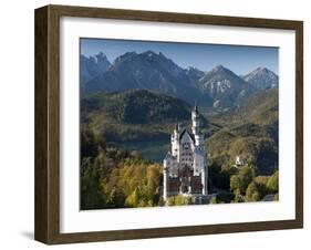 Romantic Neuschwanstein Castle and German Alps in Autumn, Southern Part of Romantic Road, Bavaria,-Richard Nebesky-Framed Photographic Print