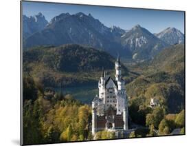 Romantic Neuschwanstein Castle and German Alps in Autumn, Southern Part of Romantic Road, Bavaria,-Richard Nebesky-Mounted Photographic Print