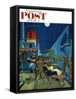 "Romantic Night on Deck," Saturday Evening Post Cover, July 16, 1960-James Williamson-Framed Stretched Canvas