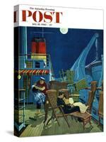 "Romantic Night on Deck," Saturday Evening Post Cover, July 16, 1960-James Williamson-Stretched Canvas