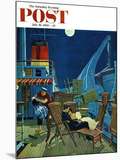 "Romantic Night on Deck," Saturday Evening Post Cover, July 16, 1960-James Williamson-Mounted Giclee Print