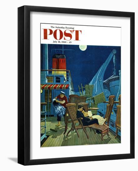 "Romantic Night on Deck," Saturday Evening Post Cover, July 16, 1960-James Williamson-Framed Giclee Print