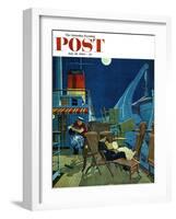 "Romantic Night on Deck," Saturday Evening Post Cover, July 16, 1960-James Williamson-Framed Giclee Print