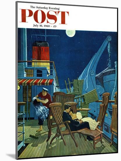 "Romantic Night on Deck," Saturday Evening Post Cover, July 16, 1960-James Williamson-Mounted Giclee Print