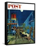 "Romantic Night on Deck," Saturday Evening Post Cover, July 16, 1960-James Williamson-Framed Stretched Canvas