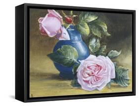 Romantic Pink Roses-Blanche Lindsay-Framed Stretched Canvas