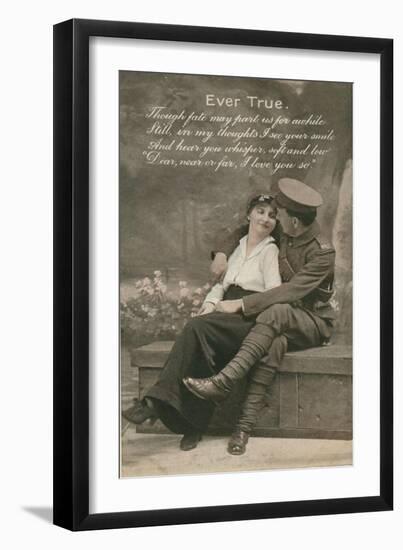 Romantic Postcard Featuring a Soldier and His Sweetheart, C1914-18-null-Framed Giclee Print