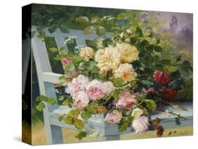 Romantic Roses-Eugene Henri Cauchois-Stretched Canvas