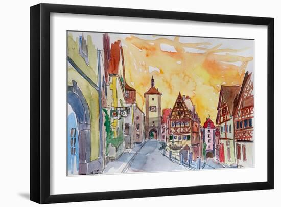 Romantic Rothenburg Tauber Germany Frankonia Sunset-Markus Bleichner-Framed Art Print