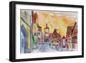 Romantic Rothenburg Tauber Germany Frankonia Sunset-Markus Bleichner-Framed Art Print