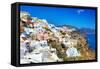 Romantic Santorini, View of Oia Town-Maugli-l-Framed Stretched Canvas