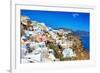 Romantic Santorini, View of Oia Town-Maugli-l-Framed Photographic Print