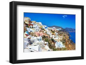 Romantic Santorini, View of Oia Town-Maugli-l-Framed Photographic Print
