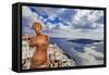 Romantic Santorini - View with Venus and Volcano-Maugli-l-Framed Stretched Canvas