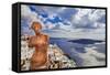 Romantic Santorini - View with Venus and Volcano-Maugli-l-Framed Stretched Canvas