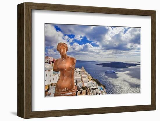 Romantic Santorini - View with Venus and Volcano-Maugli-l-Framed Photographic Print