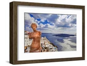 Romantic Santorini - View with Venus and Volcano-Maugli-l-Framed Photographic Print