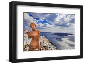 Romantic Santorini - View with Venus and Volcano-Maugli-l-Framed Photographic Print