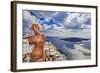 Romantic Santorini - View with Venus and Volcano-Maugli-l-Framed Photographic Print