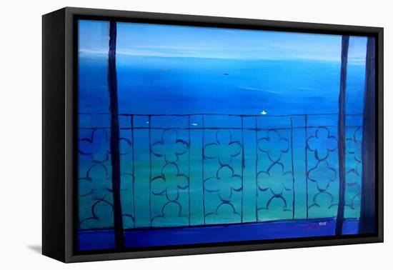 Romantic Seaview Balcony in the Mediterranean-Markus Bleichner-Framed Stretched Canvas