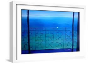 Romantic Seaview Balcony in the Mediterranean-Markus Bleichner-Framed Art Print