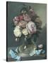 Romantic Still Life of Roses in a Vase-M. Haughton-Stretched Canvas