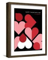 Romantic Vector Abstract Geometric Greeting Card with Hearts, Circles, Rectangles and Squares in Re-lipmic-Framed Photographic Print