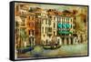 Romantic Venice - Artwork In Painting Style-Maugli-l-Framed Stretched Canvas