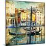 Romantic Venice - Artwork In Painting Style-Maugli-l-Mounted Premium Giclee Print