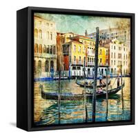 Romantic Venice - Artwork In Painting Style-Maugli-l-Framed Stretched Canvas