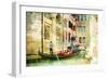 Romantic Venice- Artwork In Painting Style-Maugli-l-Framed Premium Giclee Print