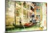 Romantic Venice- Artwork In Painting Style-Maugli-l-Mounted Premium Giclee Print