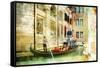 Romantic Venice- Artwork In Painting Style-Maugli-l-Framed Stretched Canvas