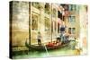 Romantic Venice- Artwork In Painting Style-Maugli-l-Stretched Canvas