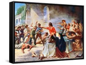 Romantic View of the Battle of the Alamo, 1912-null-Framed Stretched Canvas