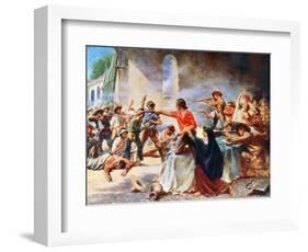 Romantic View of the Battle of the Alamo, 1912-null-Framed Art Print