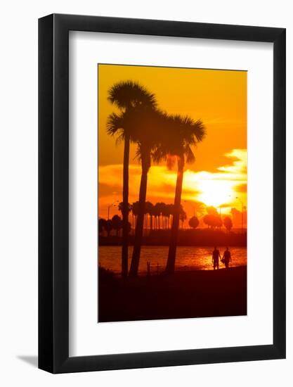 Romantic Walk along the Ocean at Sunset-Philippe Hugonnard-Framed Photographic Print